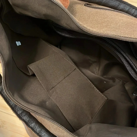 Threaded pear canvas tote hand bag brown - Picture 7 of 7